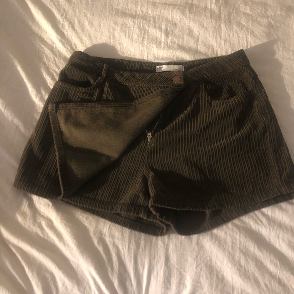 Zara Olive Green Corduroy Skort-Size M